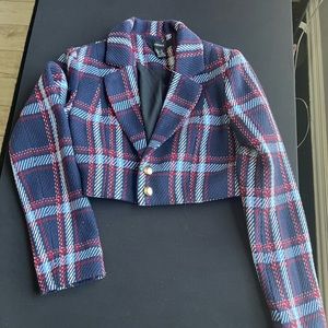 Womens Cropped plaid blazer